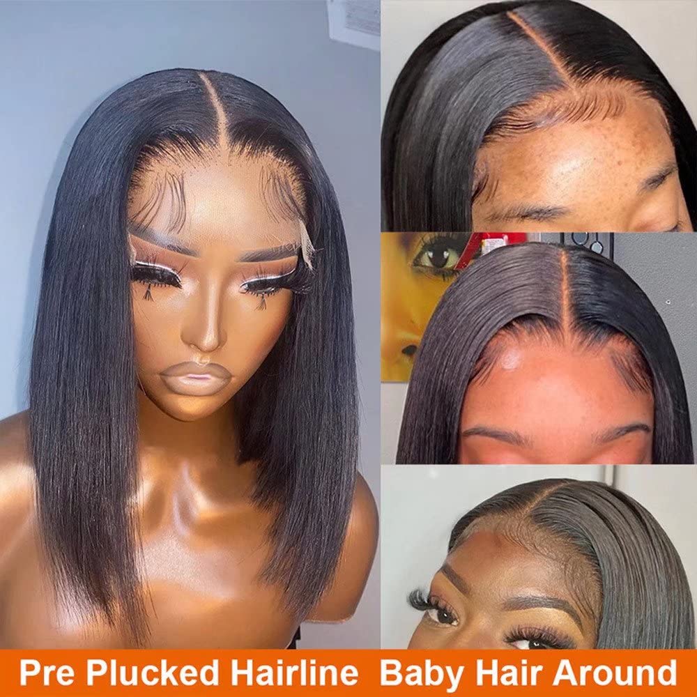 SidePart Short Lacefront Wig Feathered Bob Salt and Pepper 13x6 Lace Front Short Bob Side Part main image 3