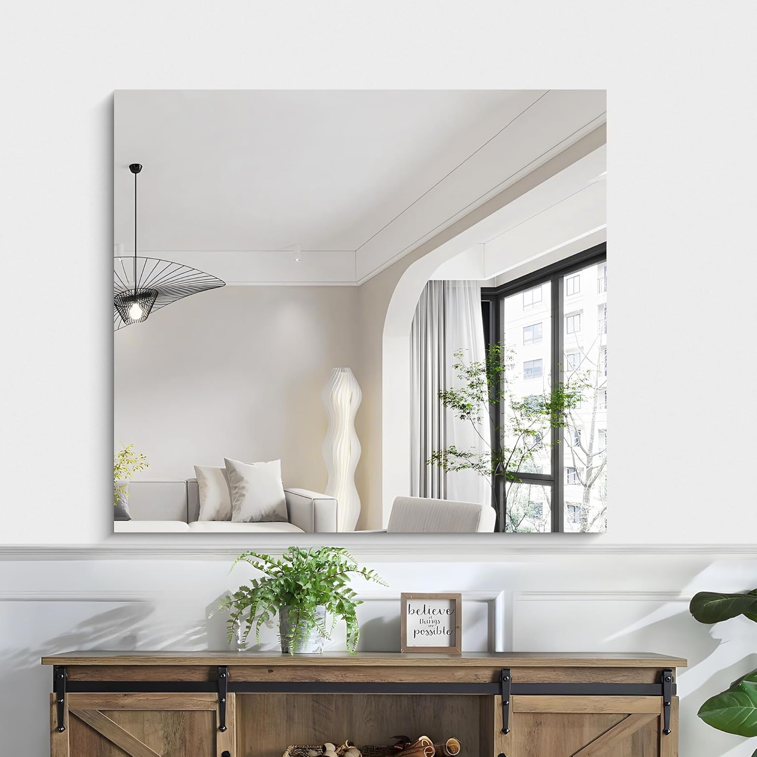 KOCUUY Large Frameless Mirror,36x40 Inch Rectangle Bathroom Vanity Mirror for Over Sink, Upgraded Shatterproof Unframed Design for Bedroom, Living Room, Entryway