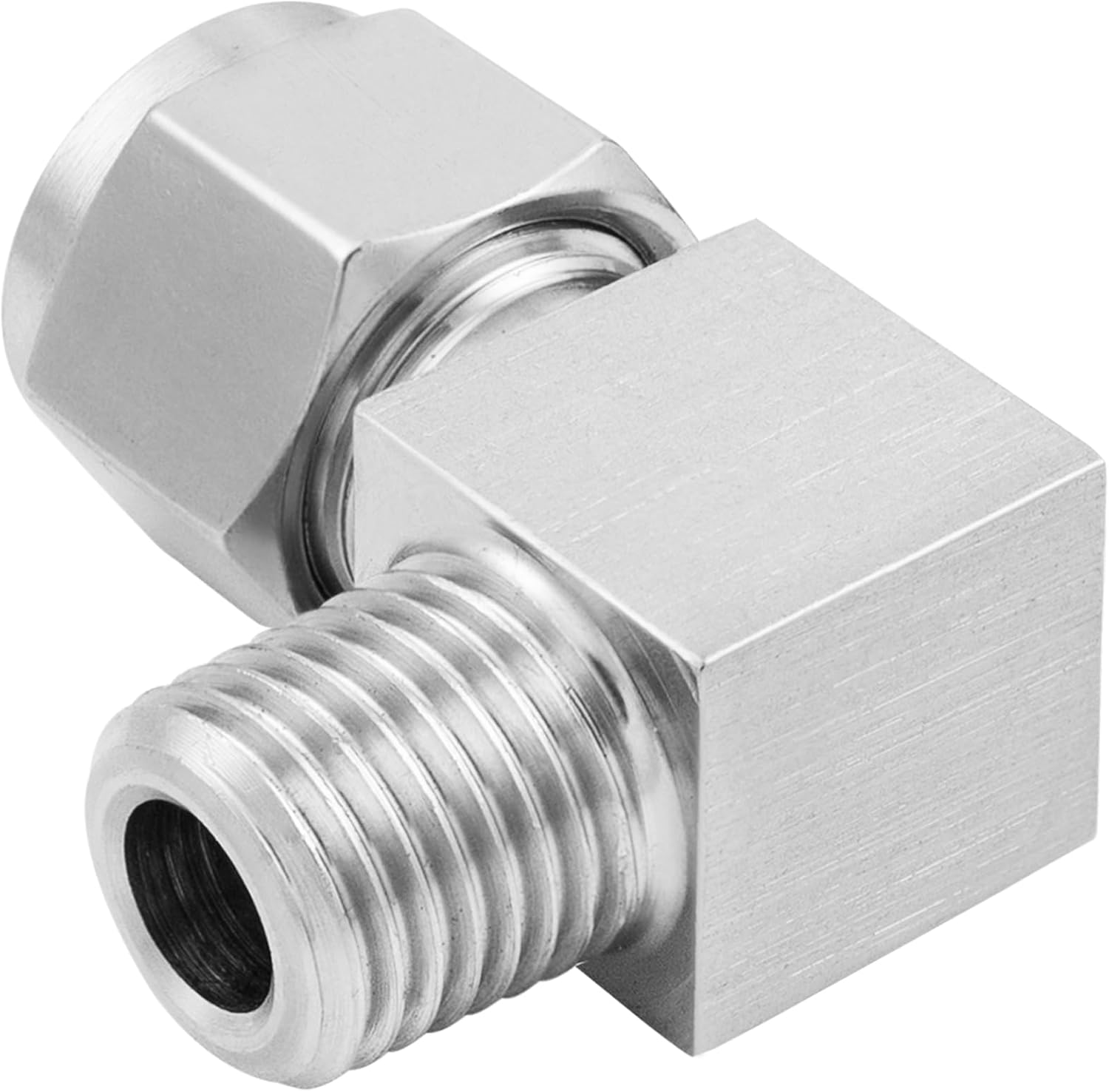 Yoebor Stainless Steel 304 Compression Tube Fitting 90 Degree Male Elbow Adapter Connector with Double Ferrules 3/8" OD x 1/2" NPT Male, Pack of 2