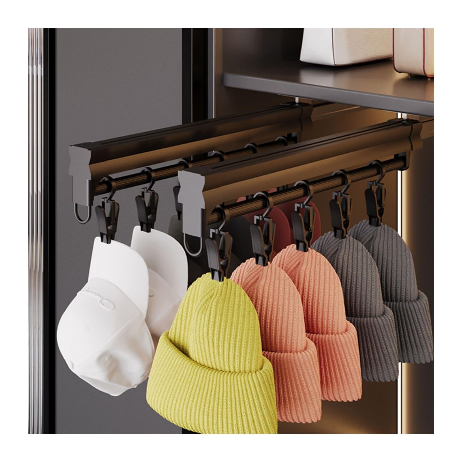 IUokLU Space-Saving Trouser Hangers,A Telescopic Hanger with Sliding Rail,for Closet Storage(Color3-51cm)