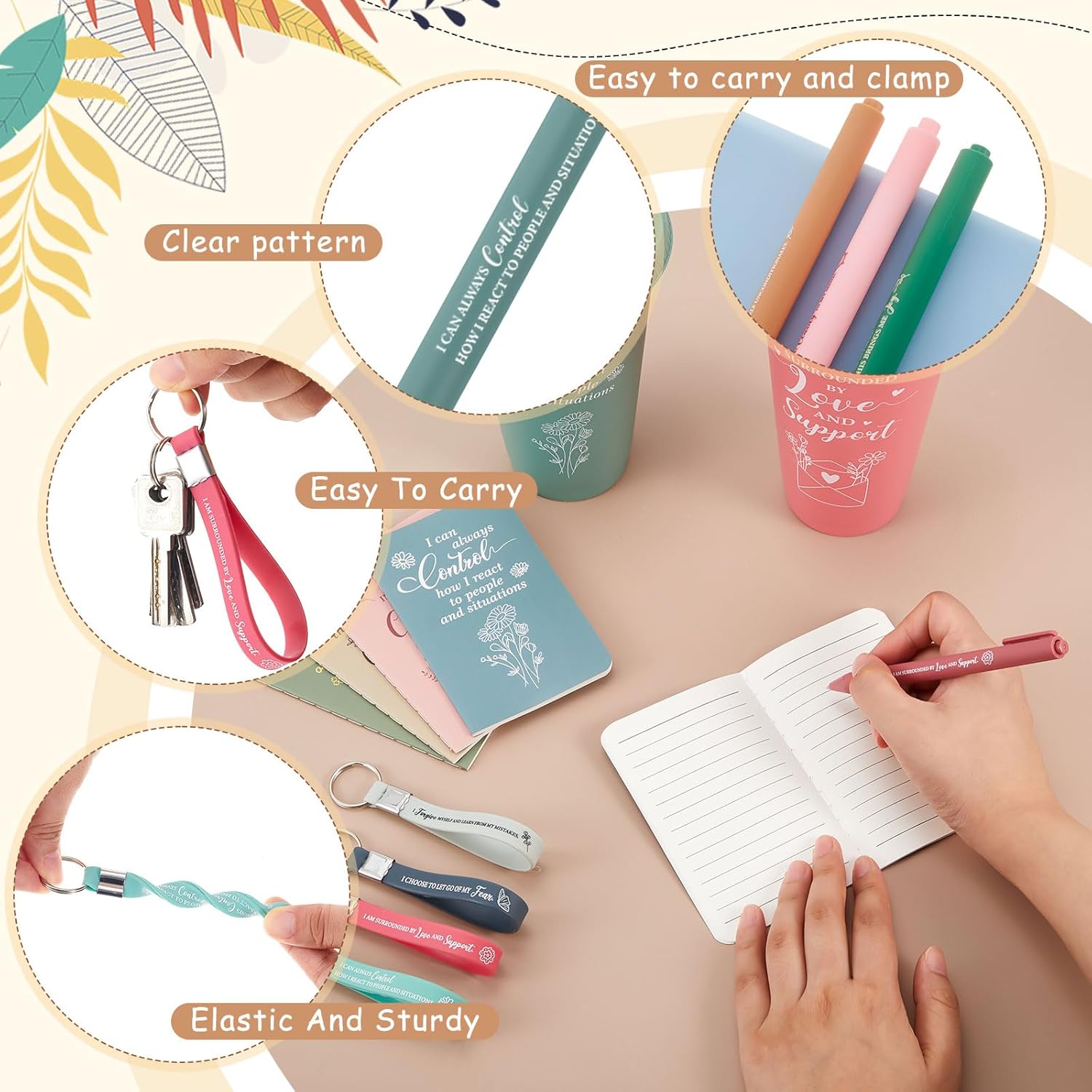 12 Sets / 48 Pcs Inspirational Galentines Gifts Bulk for Employee Appreciation, 24 oz Plastic Cups and Pens Notebooks Keychains Set, Group Valentine Gifts for Office Staff Coworkers - Image 5