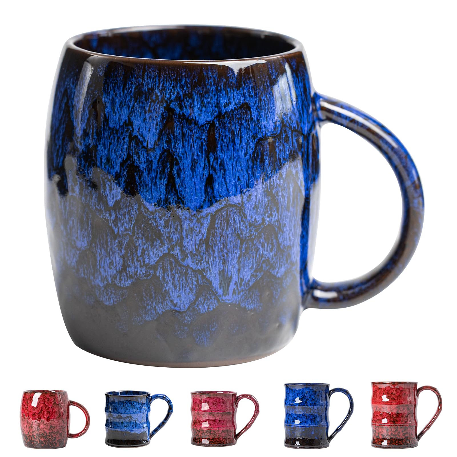 Photo 1 of XIYUANJI Midnight Blue Ceramic Coffee Mug 14oz - Handcrafted Artisan Mug with Large Comfortable Handle, Unique Design for Coffee Lovers, Dishwasher Safe