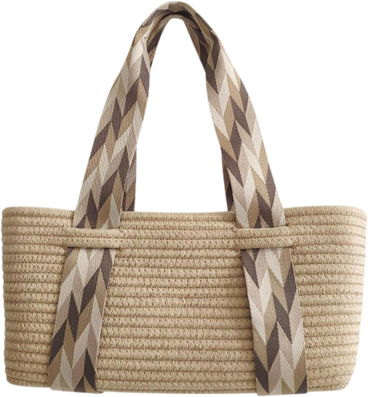 Women Tote Bag Cotton Rope Lightweight Large Capacity Shoulder Handbag for Commuting Travel Work Shopping