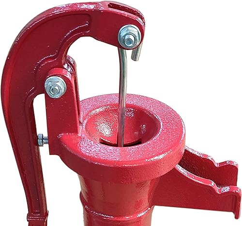 Miniatura 3 de HFS (R) Bomba manual de jarra de 25 pies máx. de elevación de hierro fundido rojo para el hogar, patio, jardín, granja, estanque