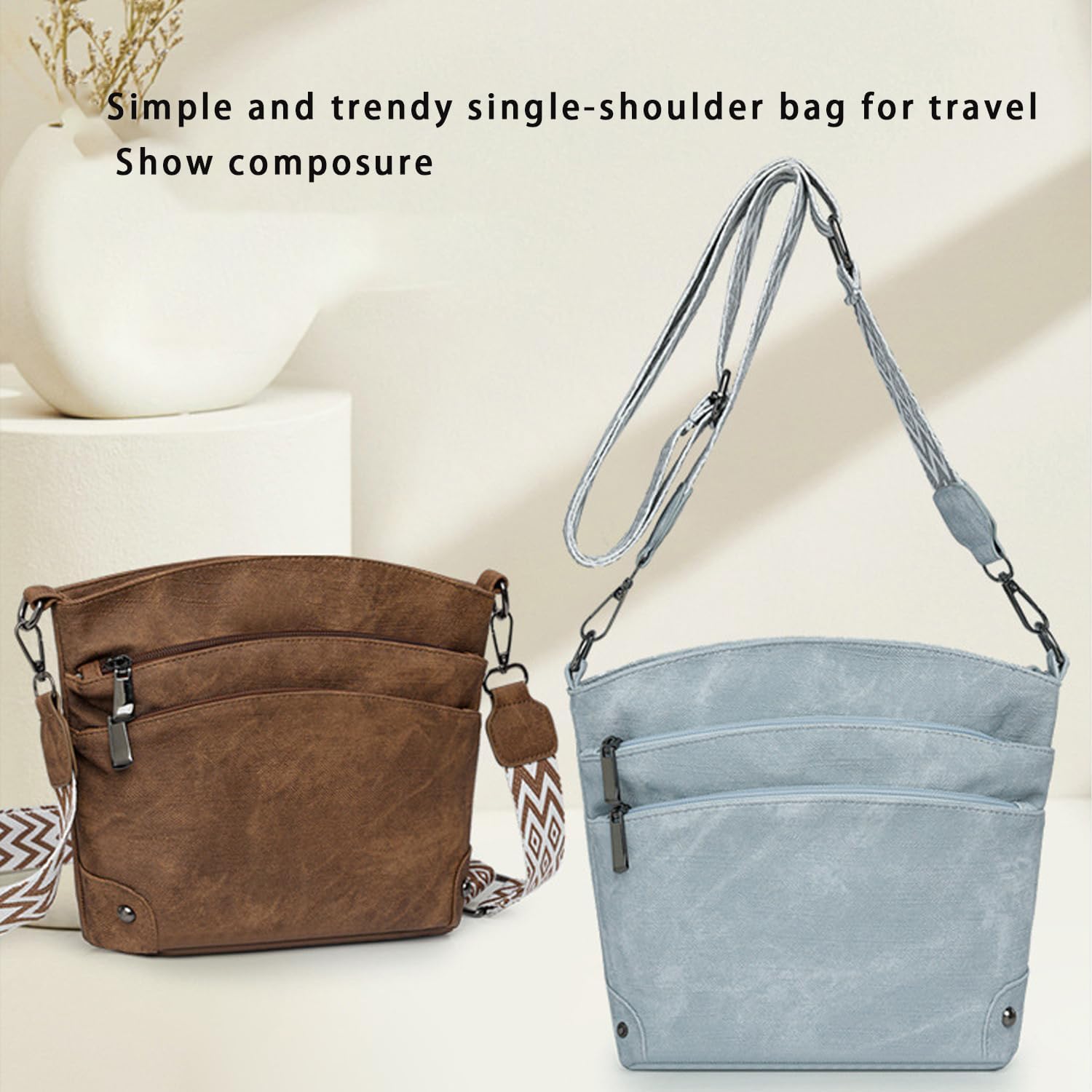 Crossbody Bags for Women Leather Brown Shoulder Purse Hobo Style Trendy Purses Daily Use Adjustable Strap (brown) - Image 5