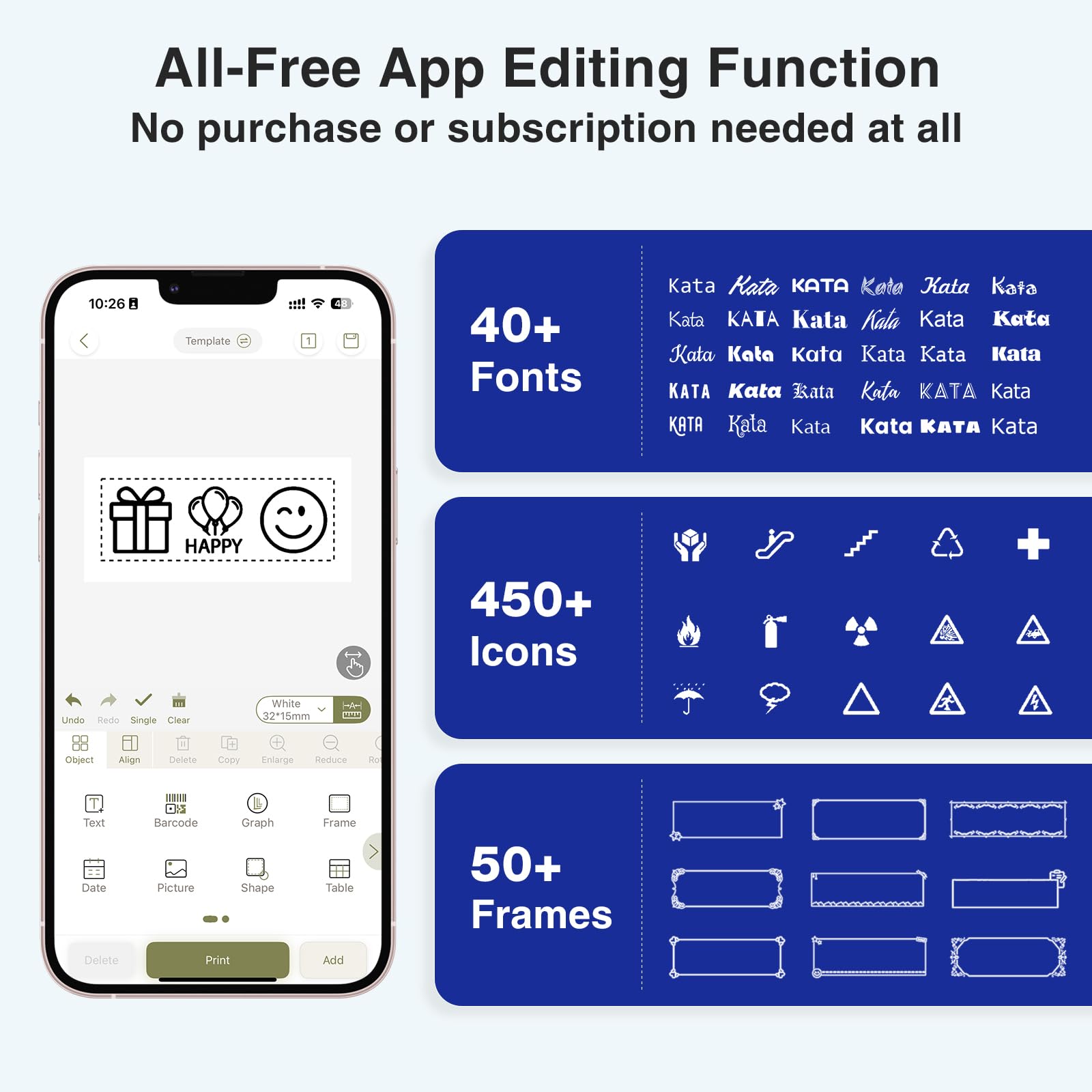 SUPVAN E11 Bluetooth Label Maker Machine with 4 Tapes Support Keyboard App with 40 Fonts and 650 Icons — view 5
