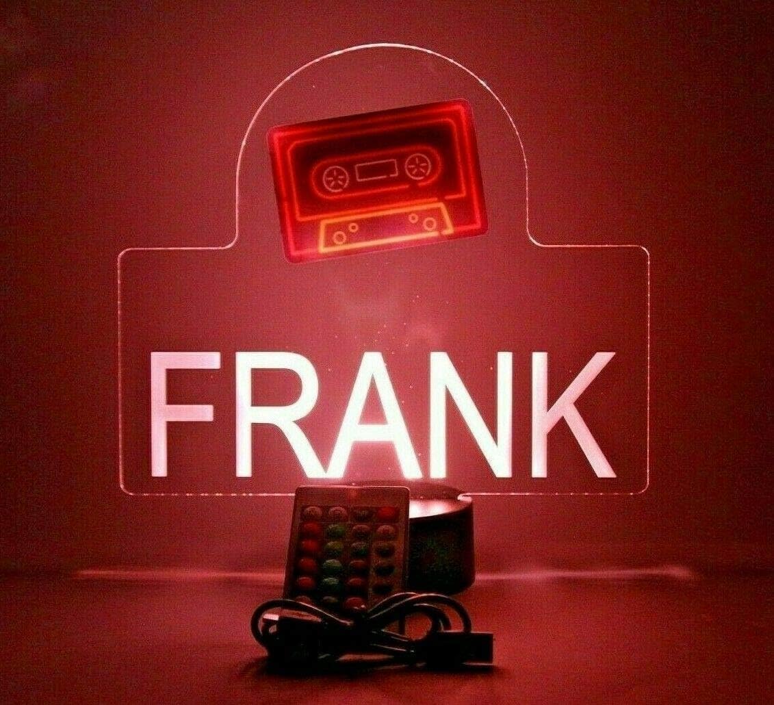 MIRROR MANIA Cassette Tape Audio Music Night Light Up LED Engraved Custom Name Free Personalized Gift Desk Table Lamp Home Room Decor with Remote 16 Color Options, It's Wow