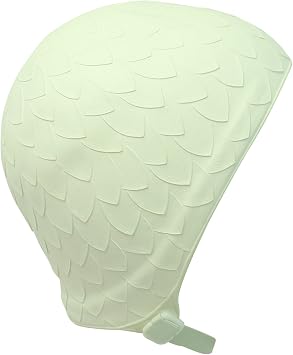 Leaf Embossed White Latex Swim Cap with Chin Strap