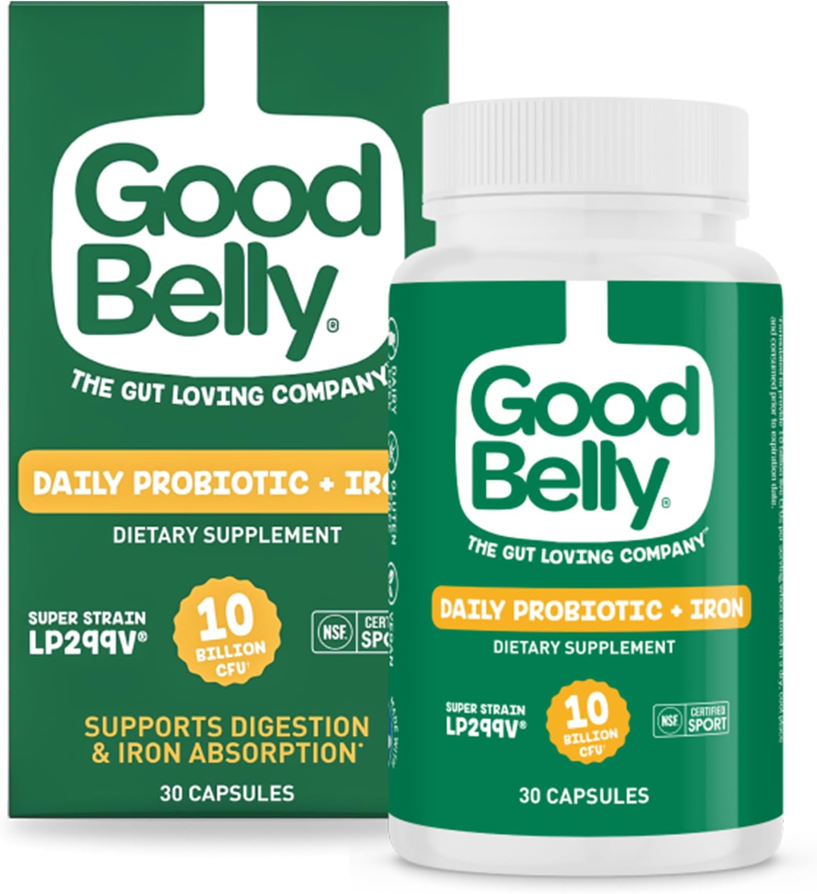 Probiotic Capsules for Digestive Health & Iron Absorption | Vegan Probiotic Supplement with 10 Billion Live Cultures | Probiotics for Women & Men | 30 Capsules