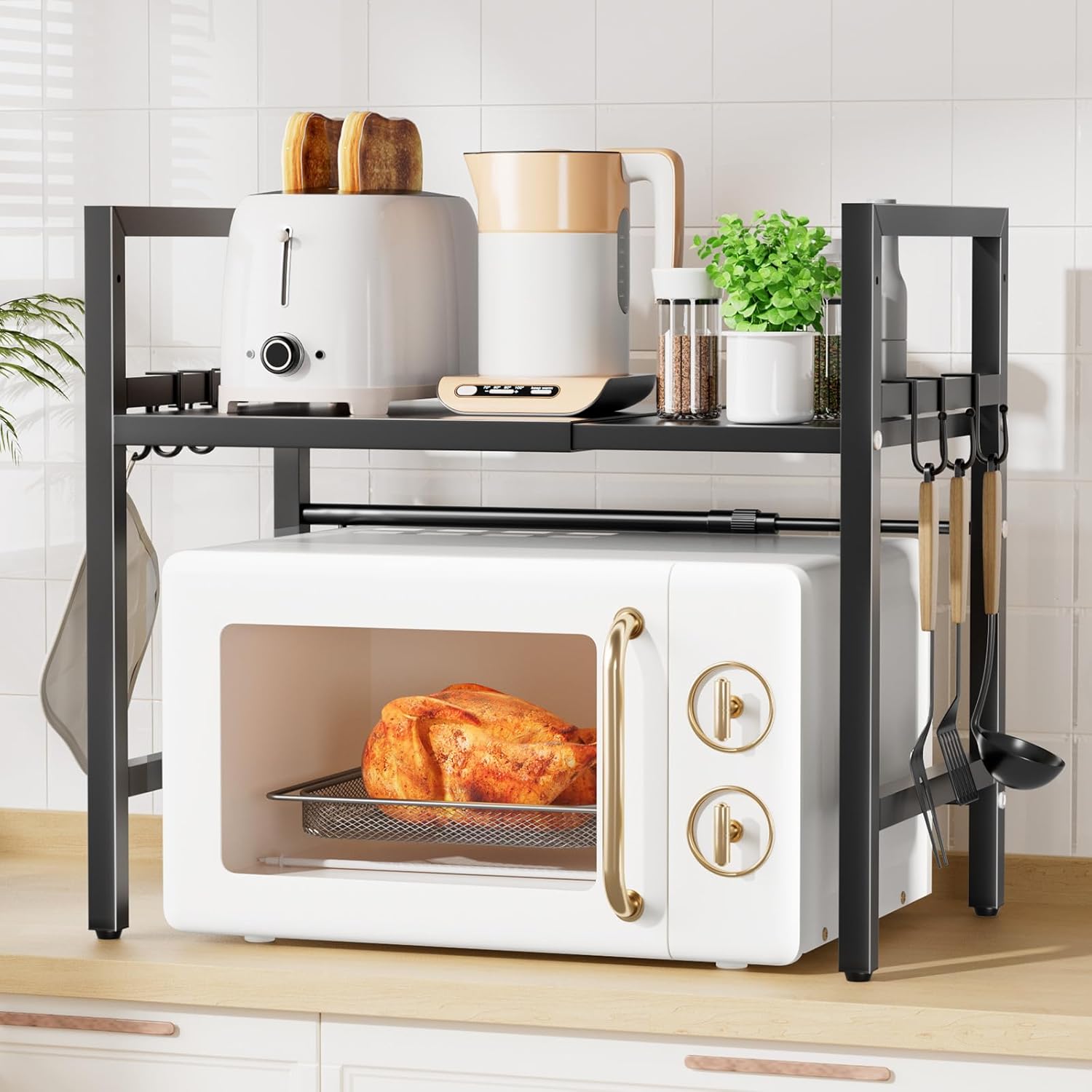 Amazon.co.jp: PureKone Over Stove Rack, Toaster Rack, Telescopic, Width ...