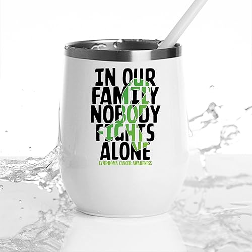 Miniatura 3 de Gift for Lime Family Supporters Lymphoma Cancer Awareness Idea 12oz Wine Tumbler Cup