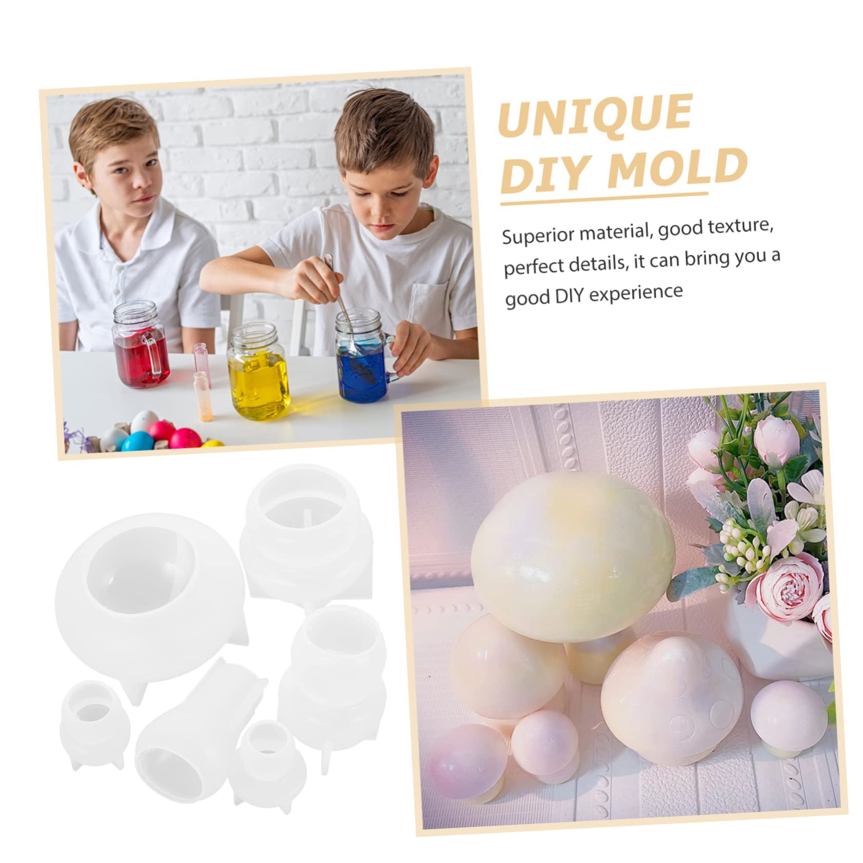 EXCEART Stampo in Silicone a Forma di Fungo, 6 Pezzi, Facile da Sformare, Riutilizzabile, per Creazioni Fai da Te e Decorazioni in Resina Epossidica