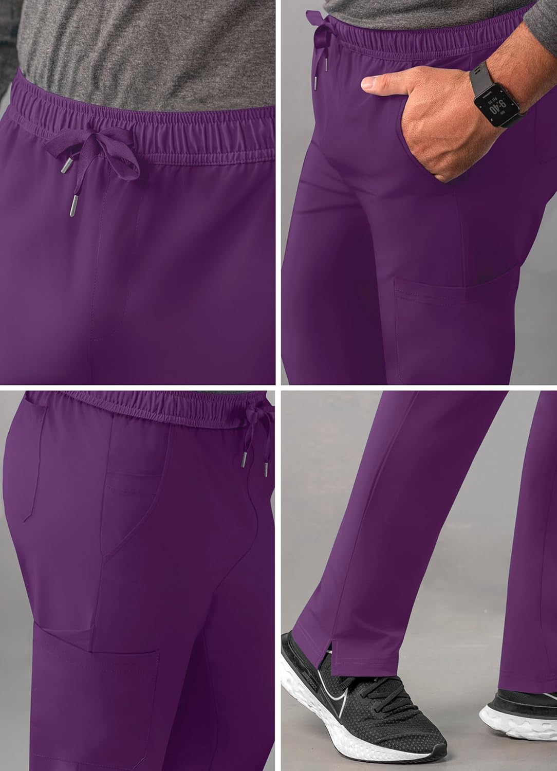 Adar Addition Scrubs for Men - Slim Leg Cargo Drawstring Scrub Pants - Image 4