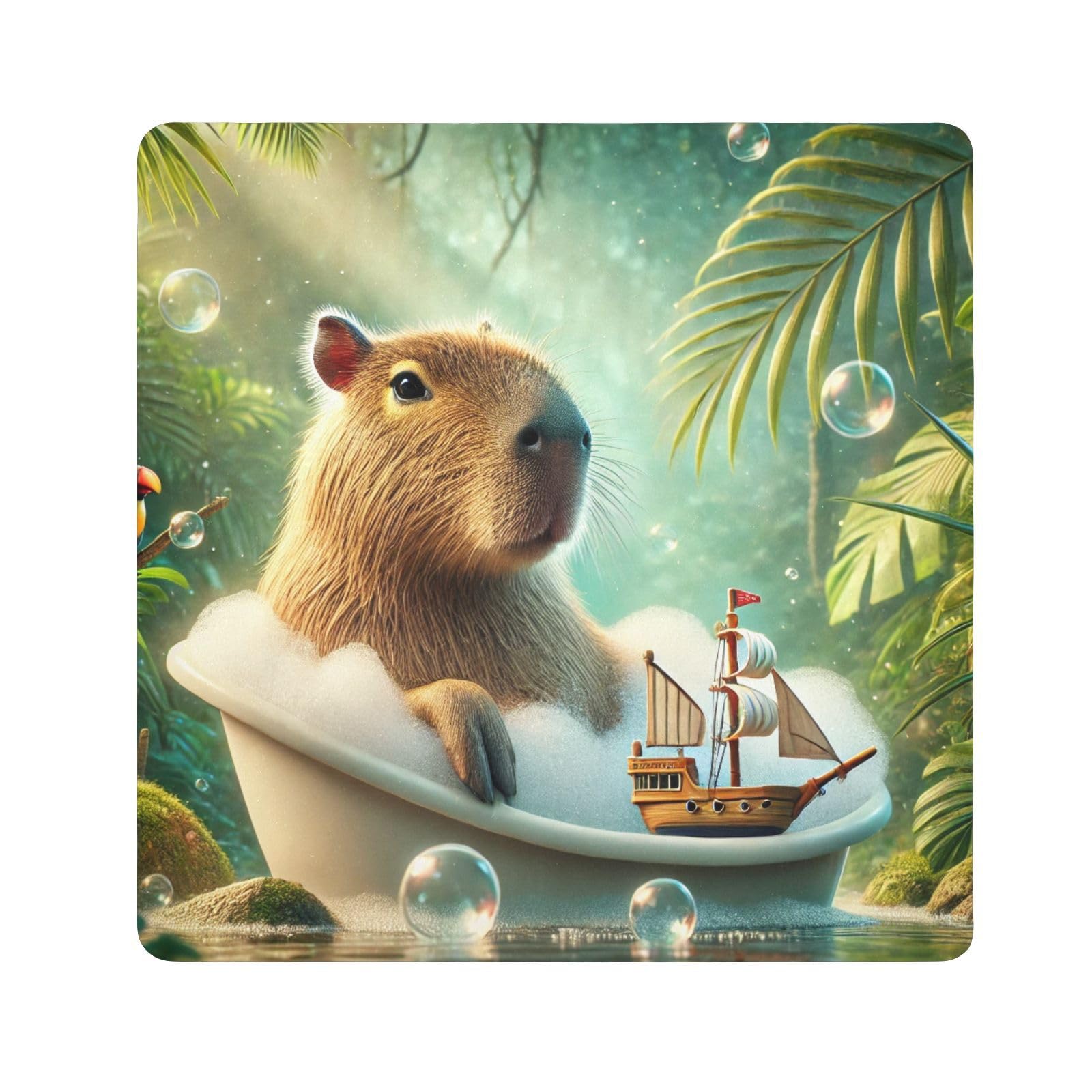 Capybara Bathtub Sailboat Self-adhesive Cloth 17.7