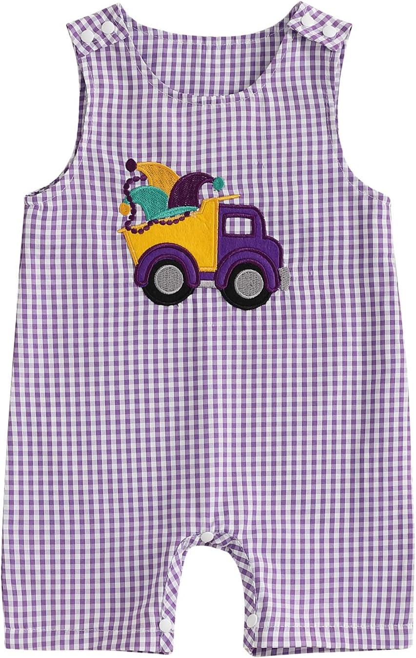 Ayalinggo Toddler Boy Easter Outfit Bunny Carrot Embroidery Jumpsuit Sleeveless Overall Spring Palysuit Easter Clothes 0-3 Y