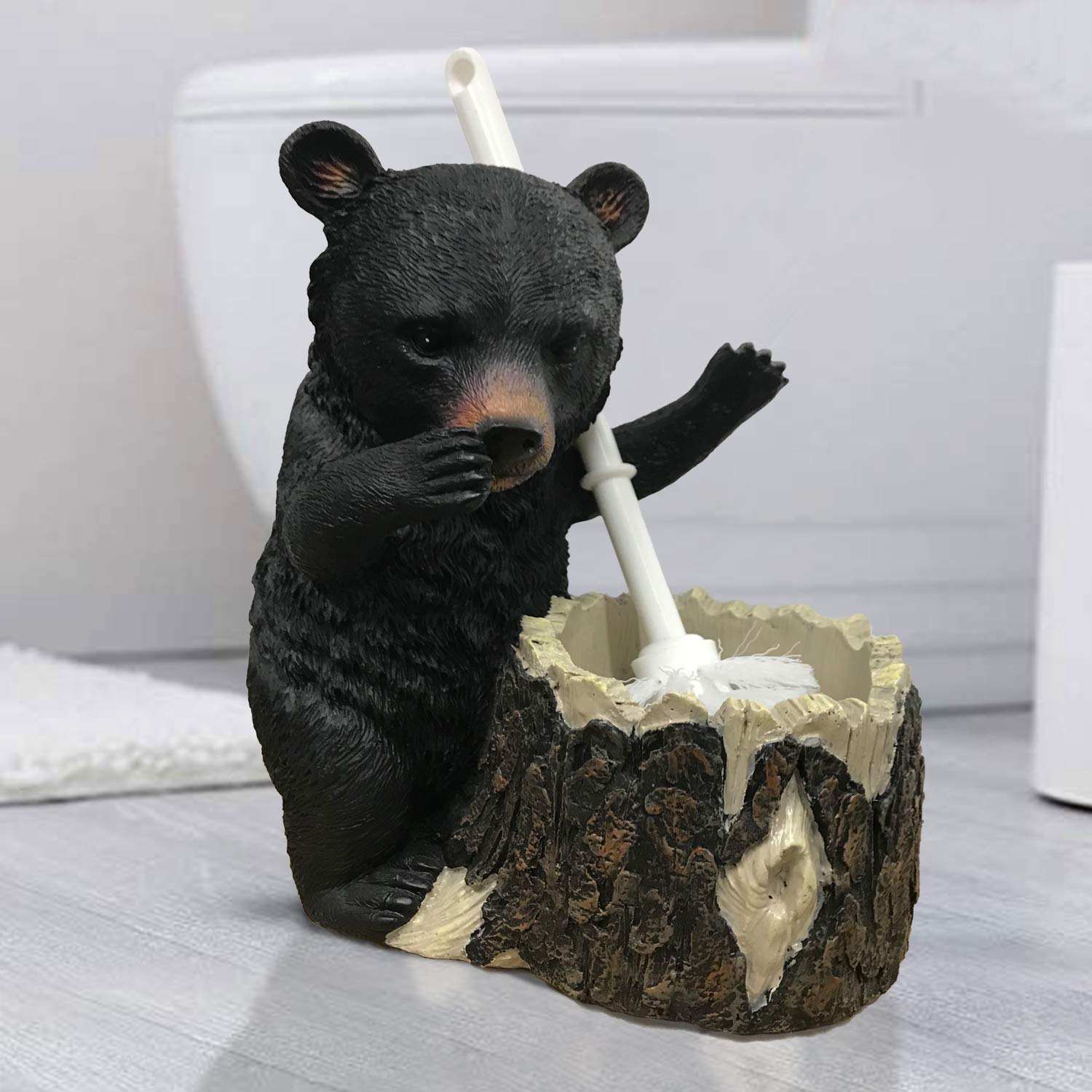 79％以上節約 HAPPYセレクトショップBLACK FOREST DECOR Whimsical Bear Standing Toilet