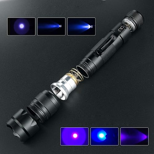 Miniatura 9 de Linterna de luz negra de 365 nm, linterna UV de alta potencia, linterna de luz negra UV para curar pegamento UV, detector de fugas, manchas de orina