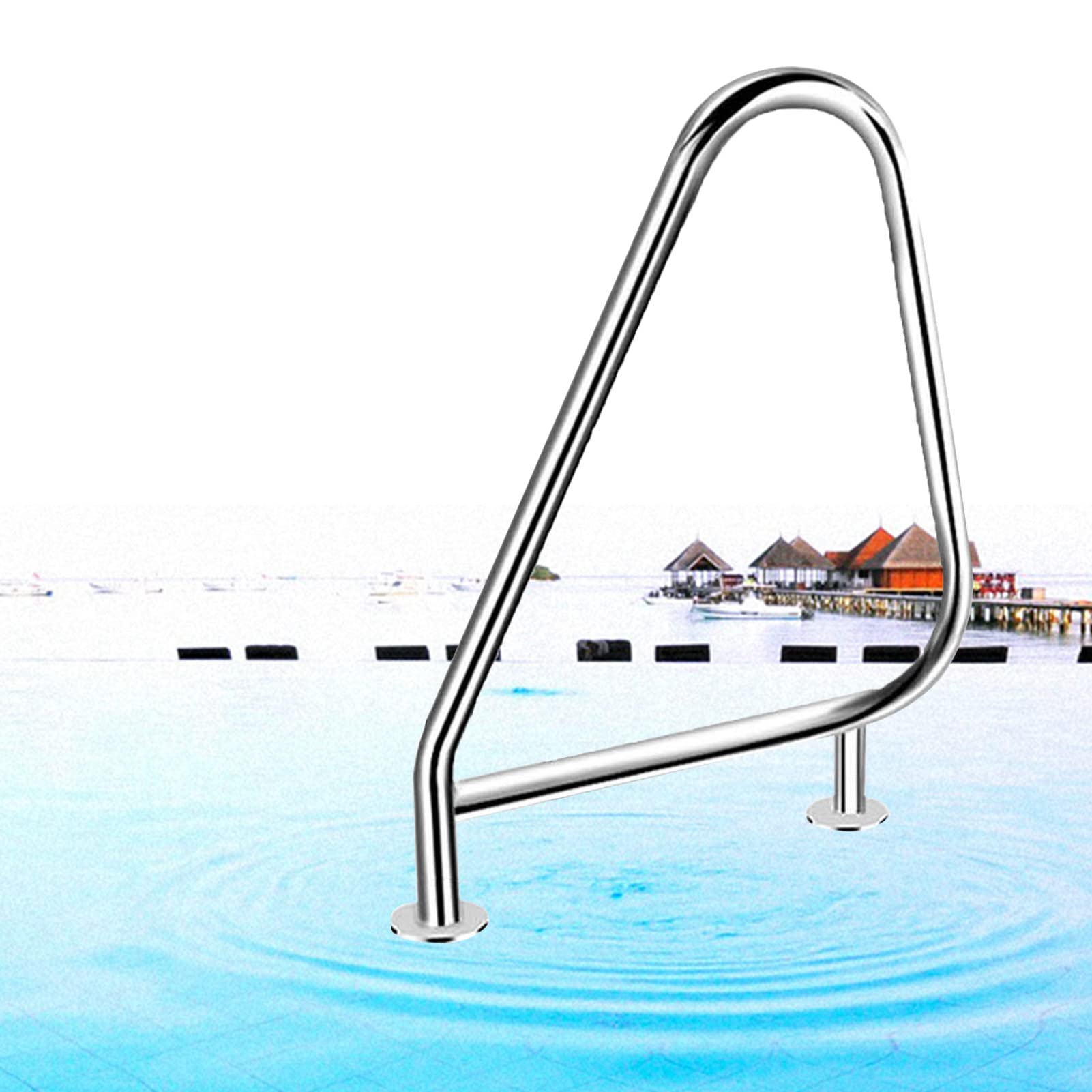 Rampe de piscine coudée 35.4x22x31.8 pouces en acier avec kit de montage facile