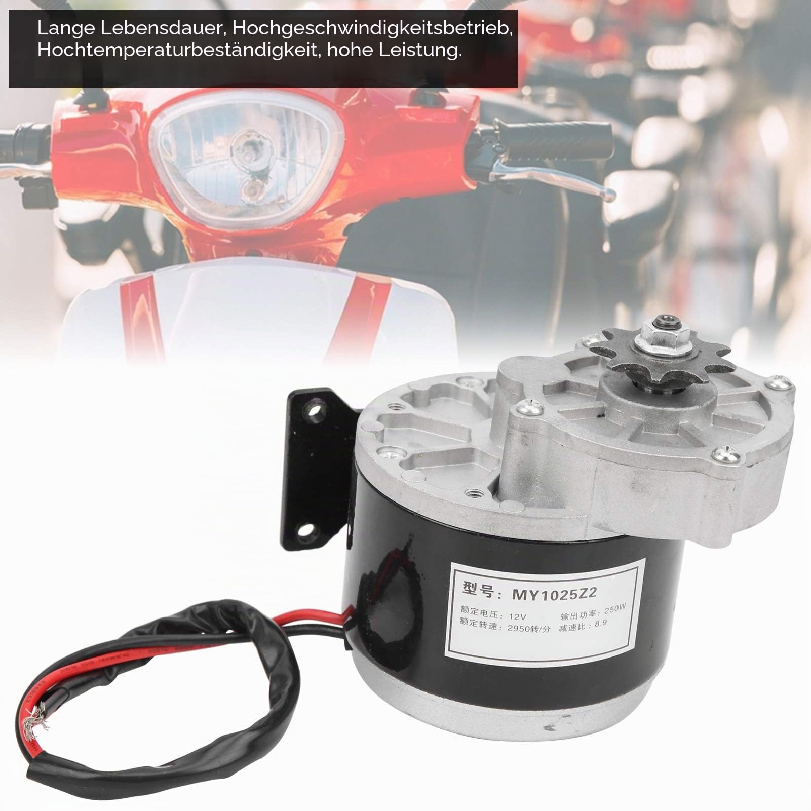 Bürstenloser Elektromotor, 12 V, 250 W, DC 2950 U/min, inklusive Drehzahlregler, Elektroroller-Motor mit 1 x 38-teiliger Kette, Elektrofahrrad-Umrüstsatz für E-Bike-Refit (13T-Gang)