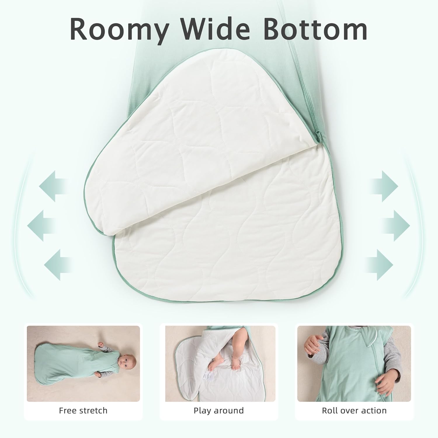 1.0 Tog Baby Sleep Sack, Wearable Blanket for Infants & Toddlers, Bamboo Rayon, 2-Way Zipper, Sleeping Bag for Newborn Babies, Lightweight for Spring & Autumn,Sage,S - Image 6