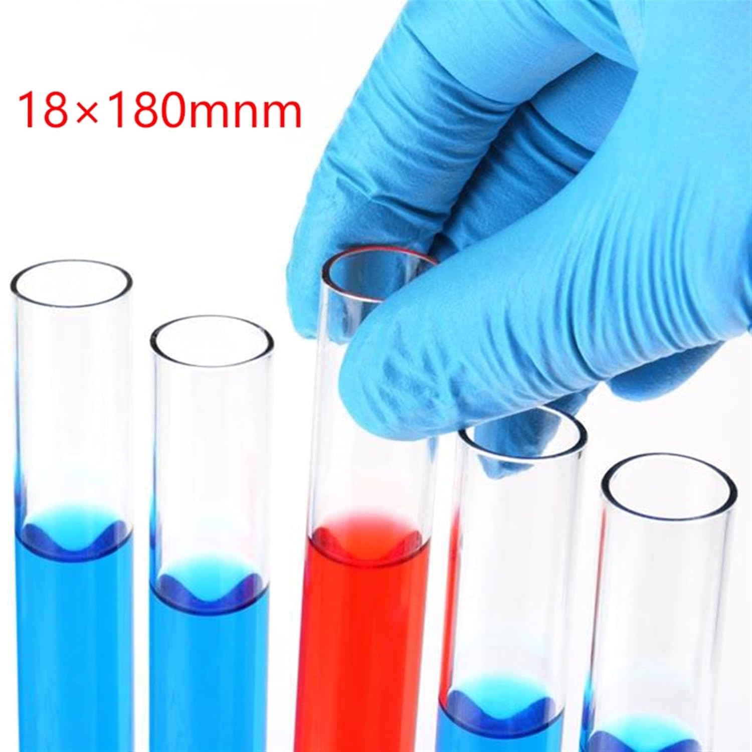 100pcs Flat Mouth Test Tube 18 * 180mm,Outer Diameter 18mm,Full Length 180mm,High Borosilicate Glass Round Bottom