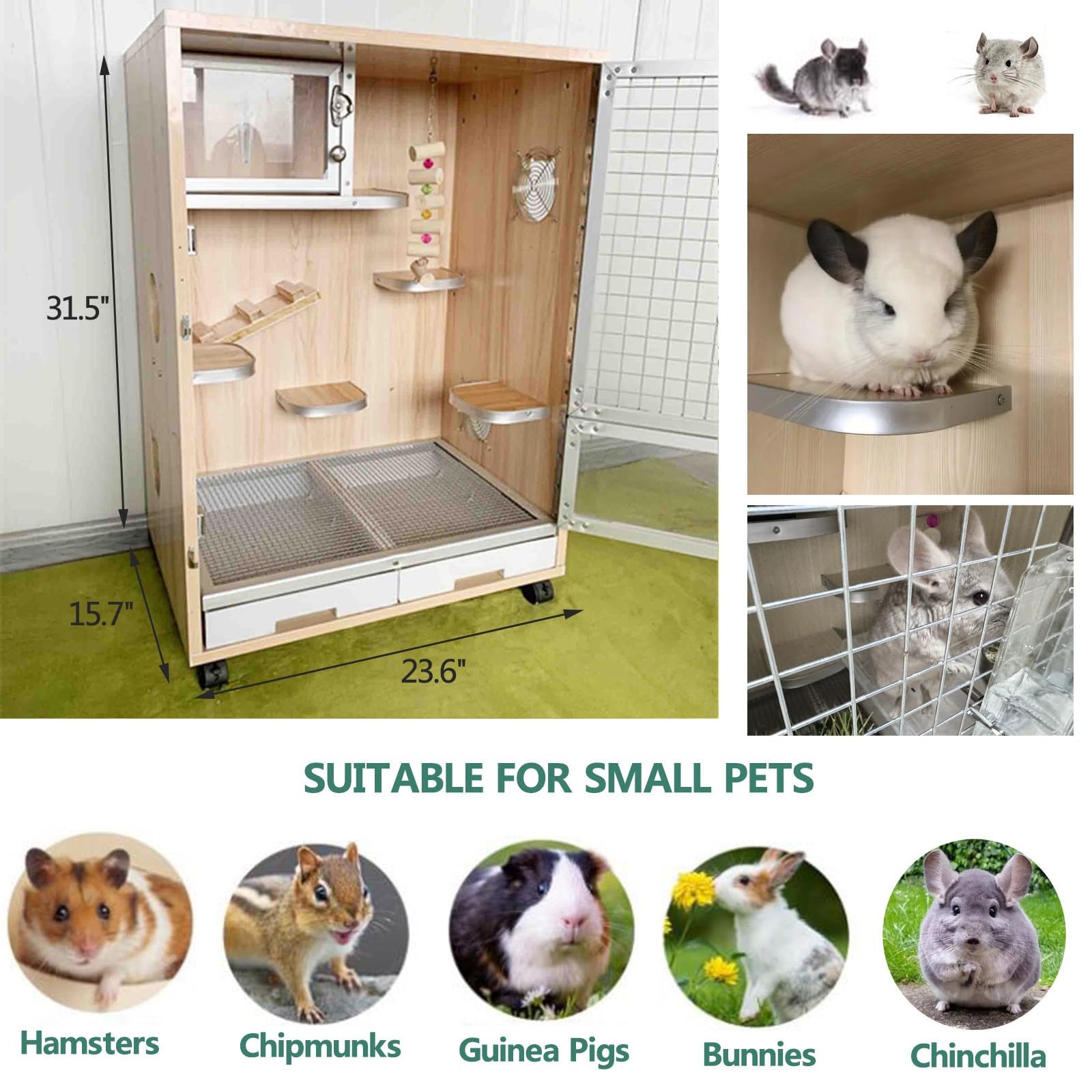 GUTINNEEN 5-Level Small Animal Cage – For Ferrets, Guinea Pigs, Chinchillas, With Wheels & Brakes, Chew-Resistant