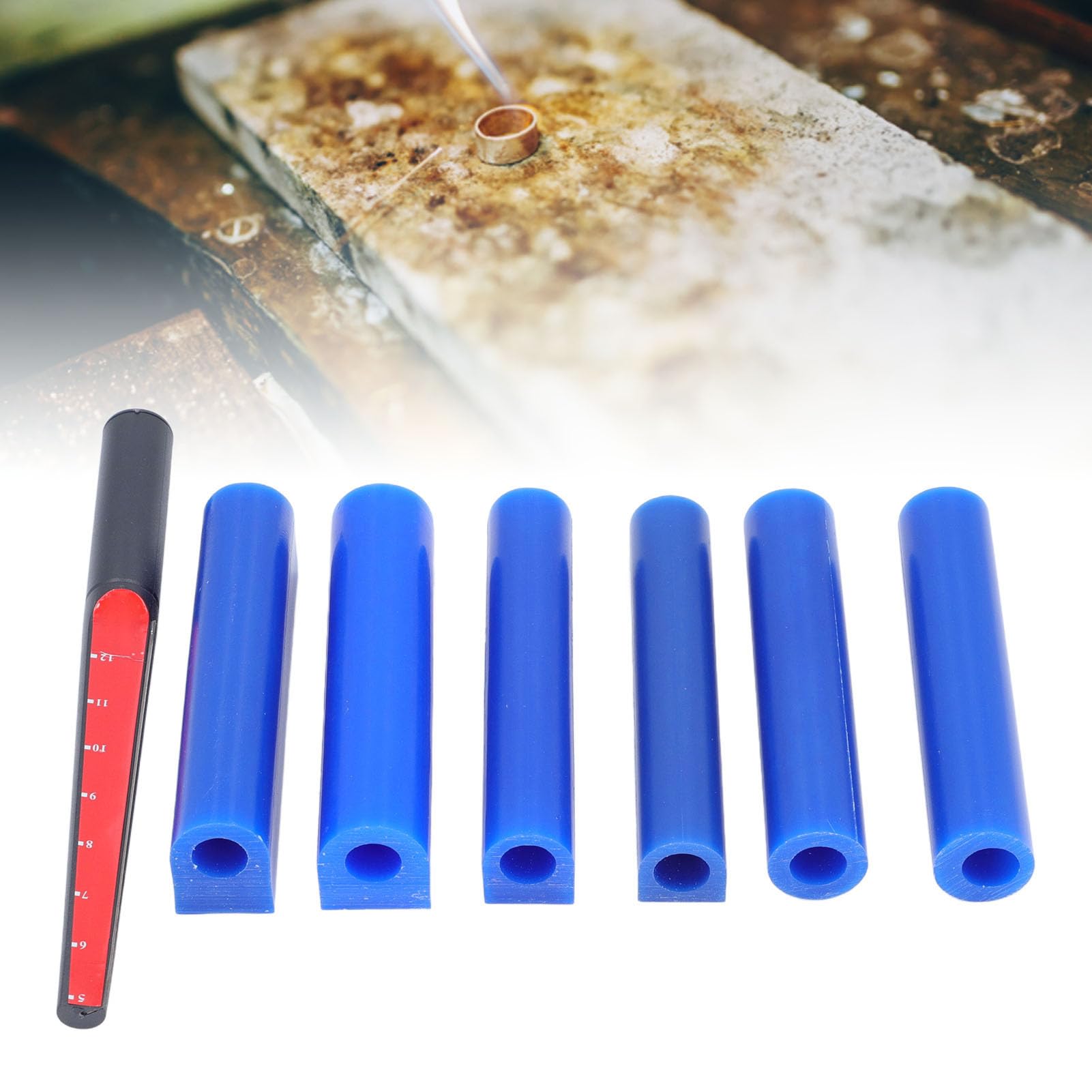 Naroote Kit per Fusione Dura di Tubi per Anelli di Cera per Intaglio da 6 Pezzi con 1 Taglierina, Cera per Intaglio Unica per la Realizzazione di Anelli, Ideale per gli Appassionati di Gioielli