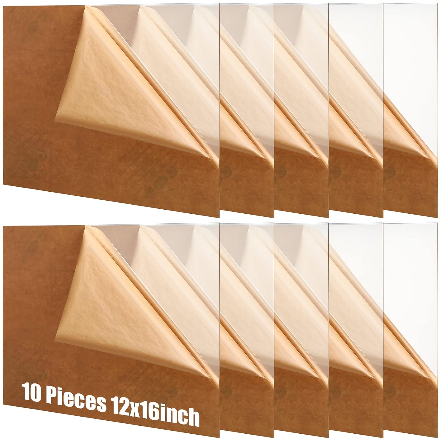 Wesiti 10 Pieces Clear Acrylic Sheet Cast 1/8" for Laser 3 mm Thick Acrylic Cutter Clear Plastic Sheet for Art Design Wedding Party Sign DIY Craft Photo Frame Display (12" X 16")