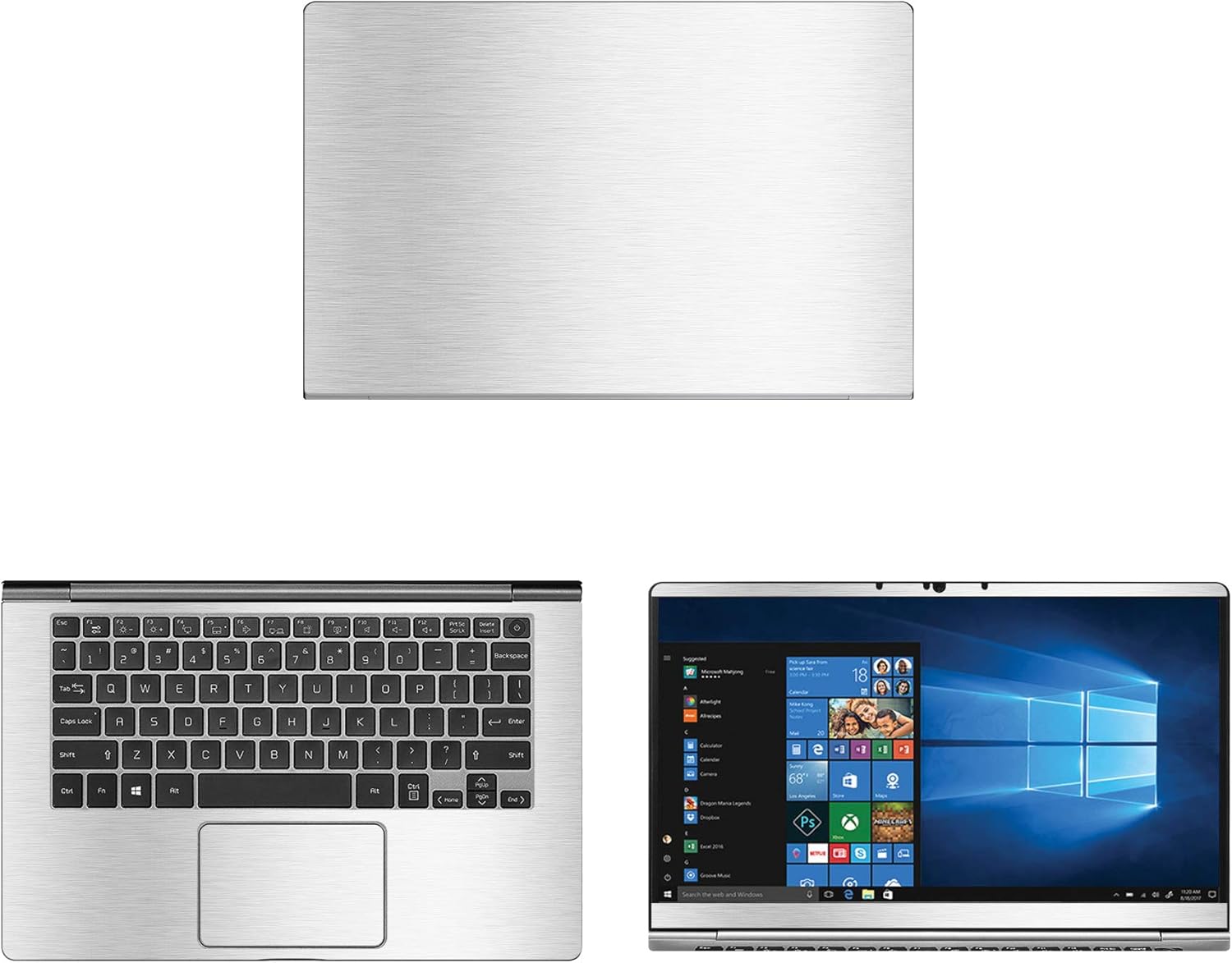 Decalrus - Protective Decal for LG Gram 14Z990 (14" Screen) Laptop Silver Texture Brushed Aluminum Skin case Cover wrap BAlgGram_14z990Silver