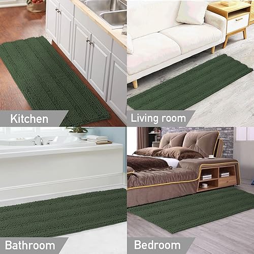 Miniatura 6 de Tapete de baño antideslizante de microfibra de felpilla lanuda, extralargo de 59 x 20 pulgadas, Súperabsorbente para agua y suave, lavable para