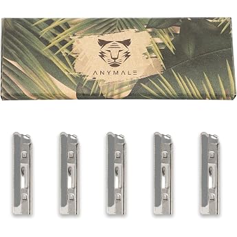 Pack of 5 Replacement Blades for Eyebrow Razors & Facial Hair Razors Made of Hardened Steel - Interchangeable Blades for Dermaplaning Facial Hair Remover & Eyebrow Trimmer for Men and Women