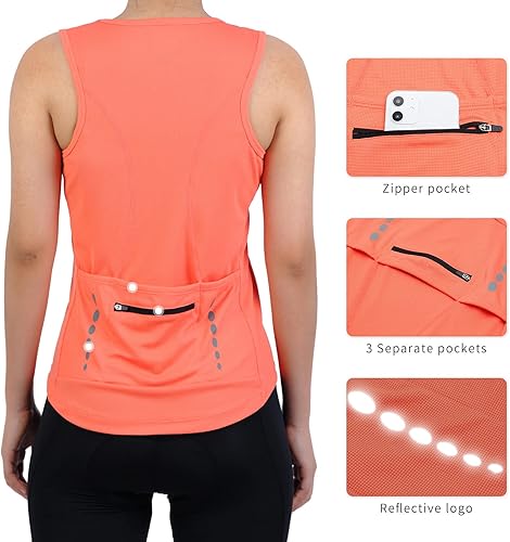 Miniatura 4 de Camiseta de ciclismo con espalda cruzada para mujer, para interiores y exteriores, sin mangas, para recreación, con bolsillos