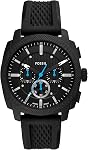 Fossil Montre chronographe homme en acier inoxydable, argent/noir