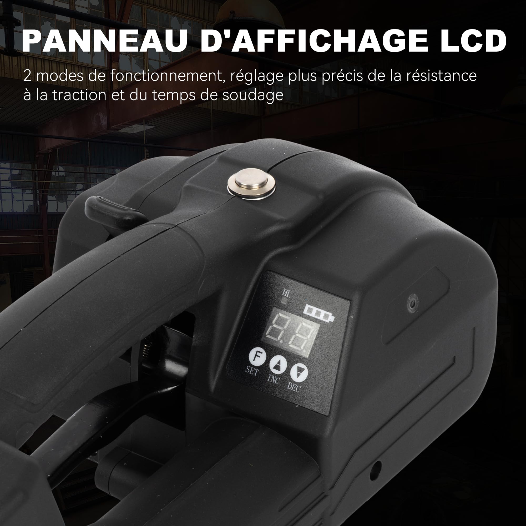 U.S. Solid Appareil de cerclage automatique avec écran LCD, 2 batteries de 4000 mAh pour bandes PP/PET de 13 à 16 mm, machine de cerclage électrique pour boîtes et palettes