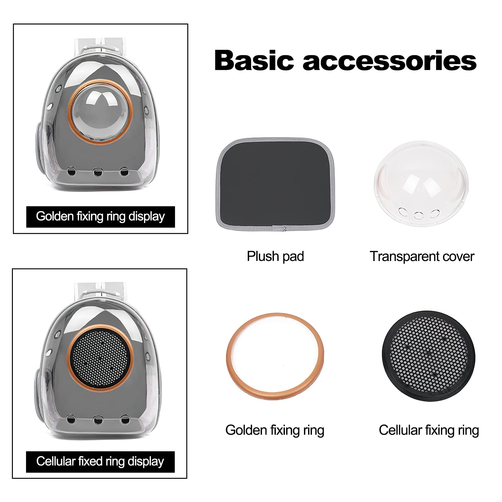 Galatée Zaino Per Gatti Bubble Trasparente Impermeabile Capsula Ventilata Nero Copertina Azzurra