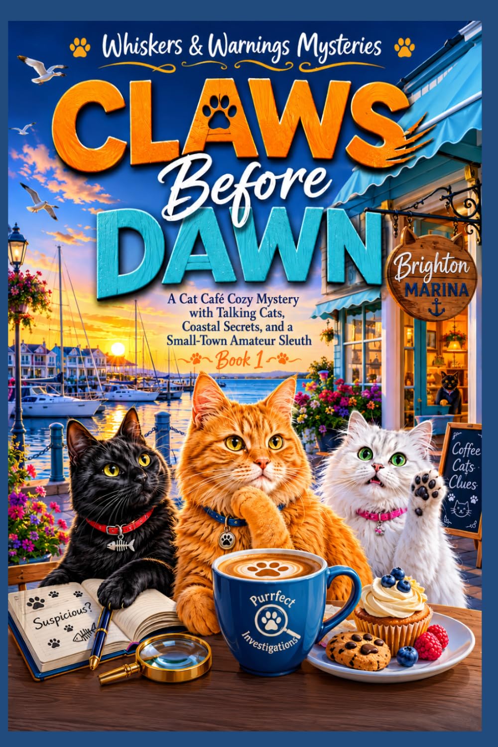 Claws Before Dawn: A Cat Café Cozy Mystery with Talking Cats, Coastal Secrets, and a Small-Town Amateur Sleuth (Book 1) (Whiskers & Warnings Mysteries)