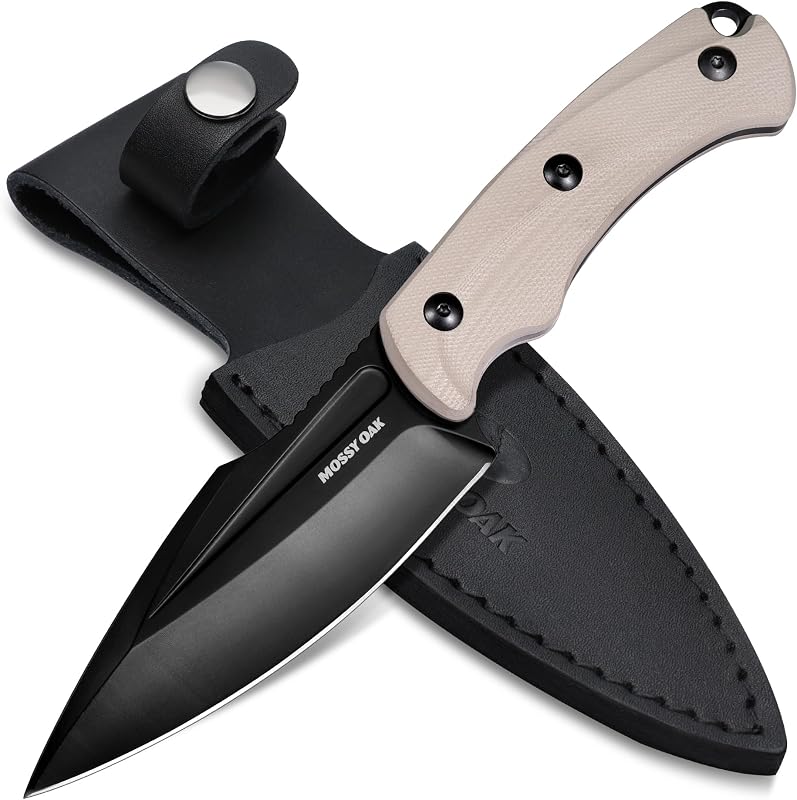 8.5" Full-tang Fixed Blade Knife with Sheath (G10 Handle-Desert) | Stainless Steel Blade; Outdoor Knives for Survival, Camping, Hiking