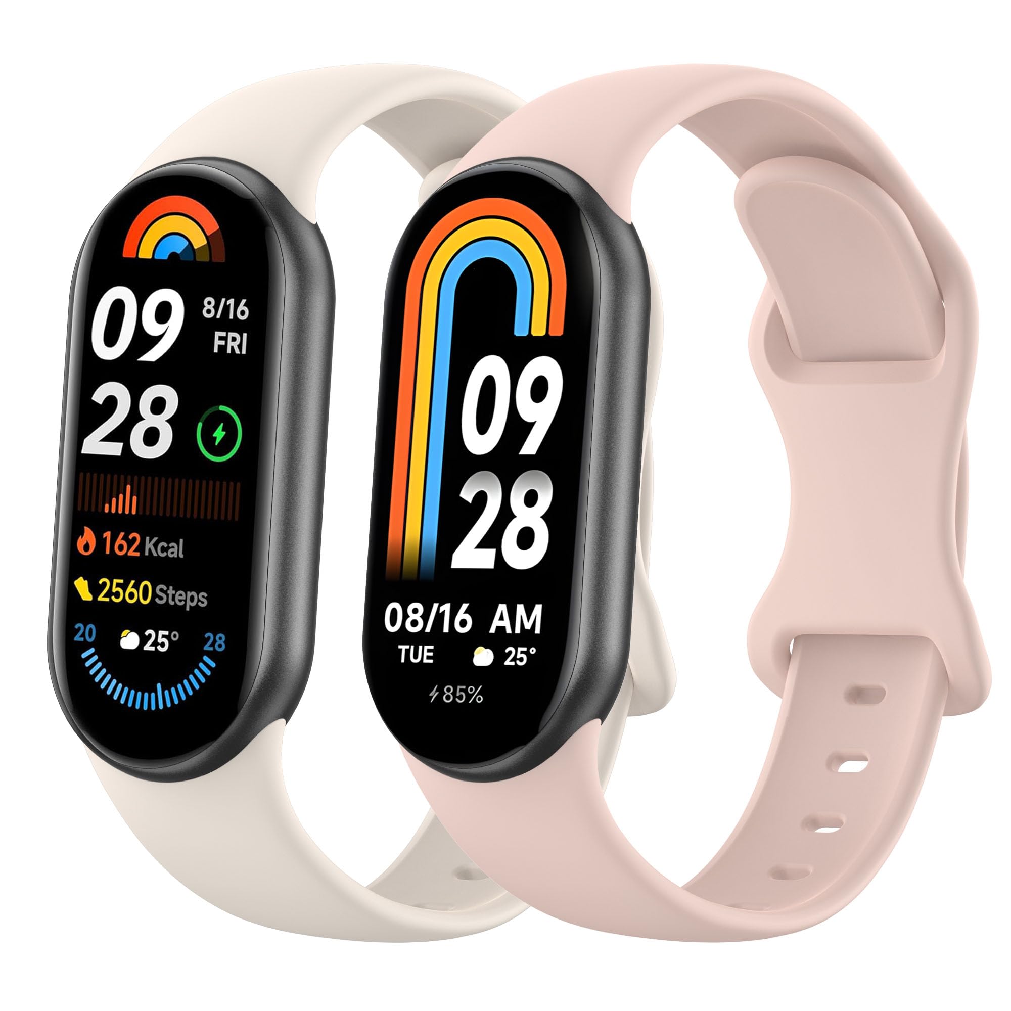 Vancle Sport Straps for Xiaomi Mi Band 10/9/8, 2 Pack Silicone Replacement Bands for Xiaomi Mi Band 8/9/10 &Smart Band 8/9/10 Fitness Tracker