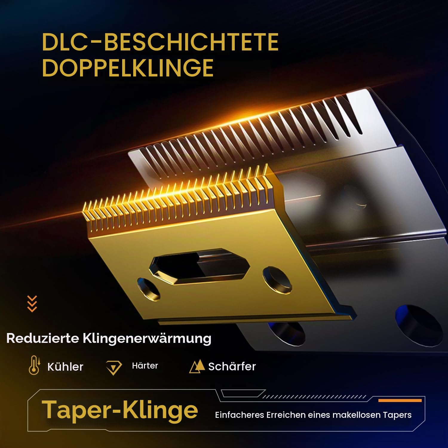 SUPRENT Tondeuse Profi Haarschneidemaschine, Haarschneider Herren Bürstenloser Motor mit Hohem Drehmoment & DLC-beschichteter Keramikklinge, Wiederaufladbar Haarschneider LED Display (Gold)