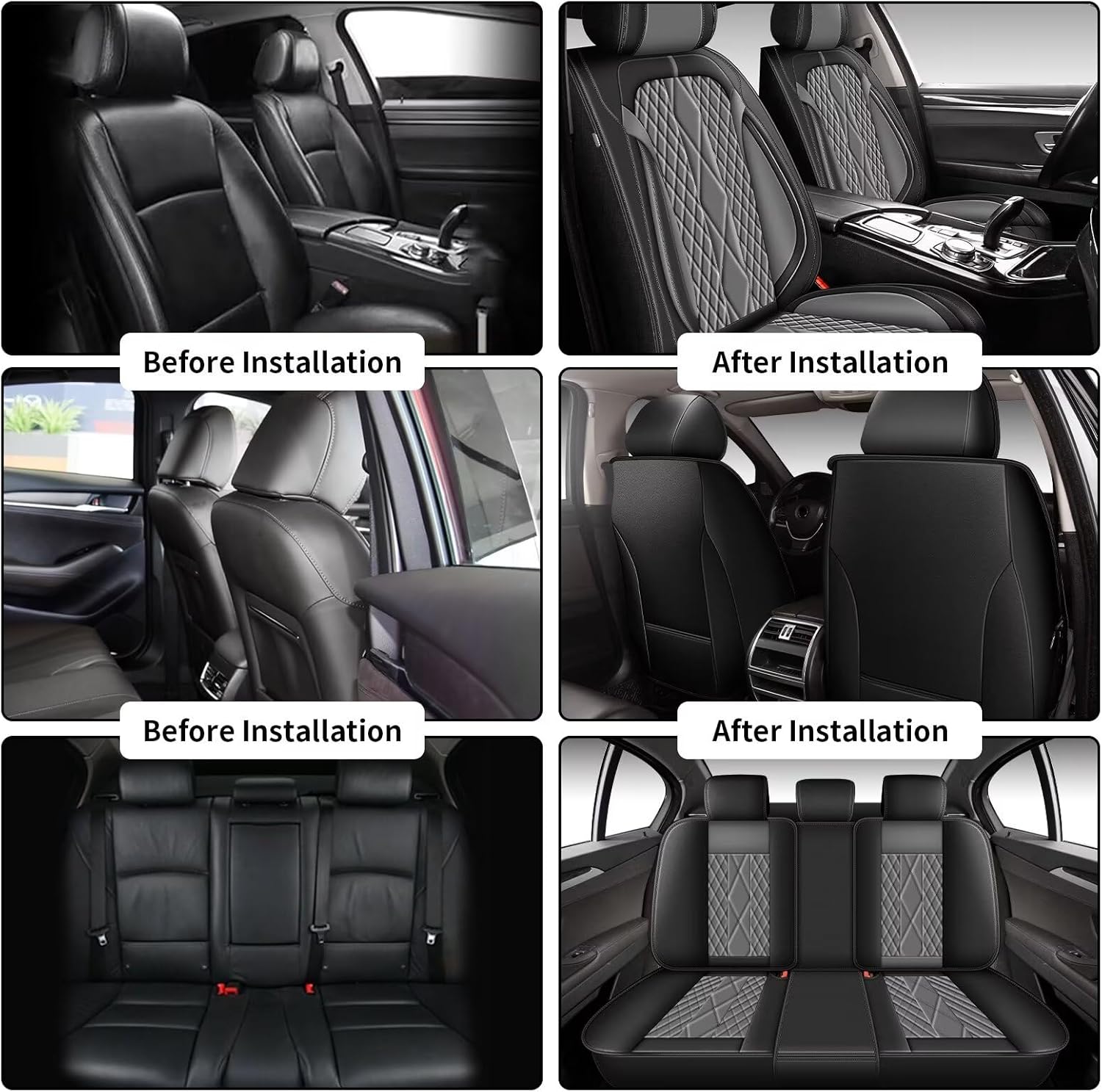 AOMSAZTO Car Seat Covers Full Set Fit for Nissan Frontier S SV PRO-X PRO-4X SL 2009-2025 2026: Faux Leather Car Seat Covers Comfortable Waterproof Durable Compatible Airbag(5 Seat Covers Grey)