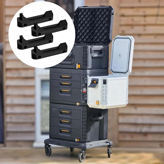 12個 ブラックマウントフィート Toughbuilt Stacktechマウントプレートブラケットクリート Toughbuilt Stacktechツールアクセサリーオーガナイザーに対応 5.6 x 1.8インチ