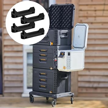 12個 ブラックマウントフィート Toughbuilt Stacktechマウントプレートブラケットクリート Toughbuilt Stacktechツールアクセサリーオーガナイザーに対応 5.6 x 1.8インチ