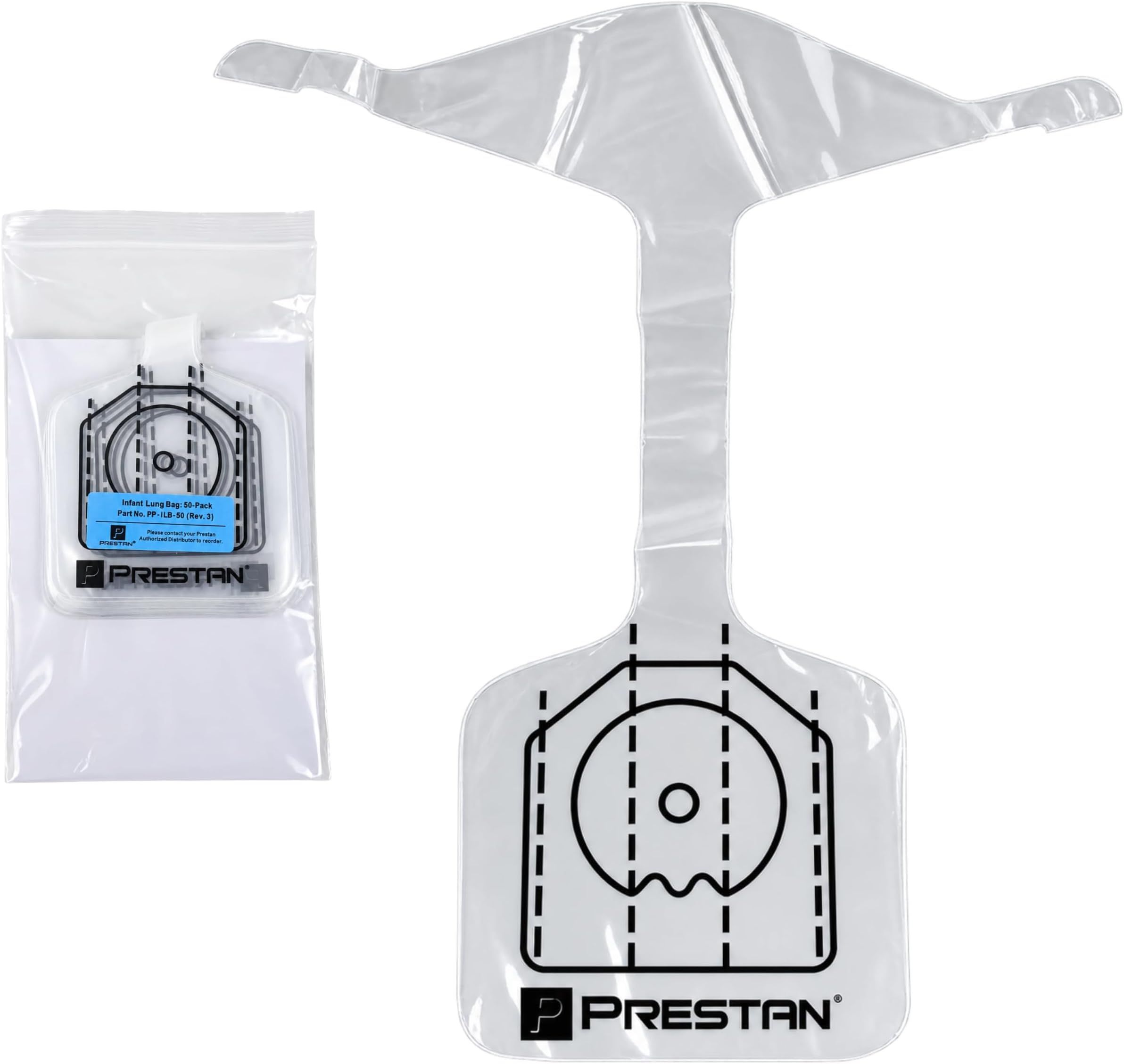 PP-ILB-50 Professional Infant Face-Shield Lung-Bag (Pack of 50) | Develop infant ventilation technique with clear disposable face-shield lung bags for hands-on training.