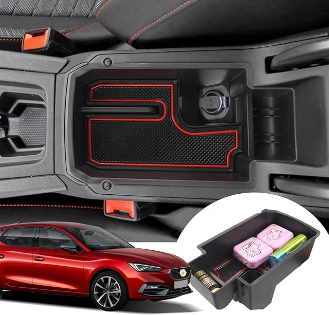 SHAOHAO Kompatybilny z Seat Leon mk4 KL1 KL8 FR ST/Cupra Formentor 2020-2022/2023/2024, konsola środkowa, pudełko do przechowywania, podłokietnik, organizer, podłokietnik, schowek, akcesoria