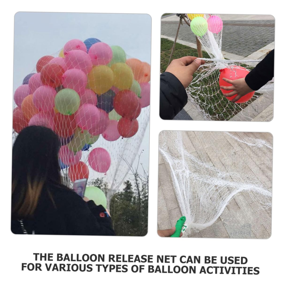 Ballonnetze für Decke, Weißes Kunststoffnetz, bis 1000 Ballons