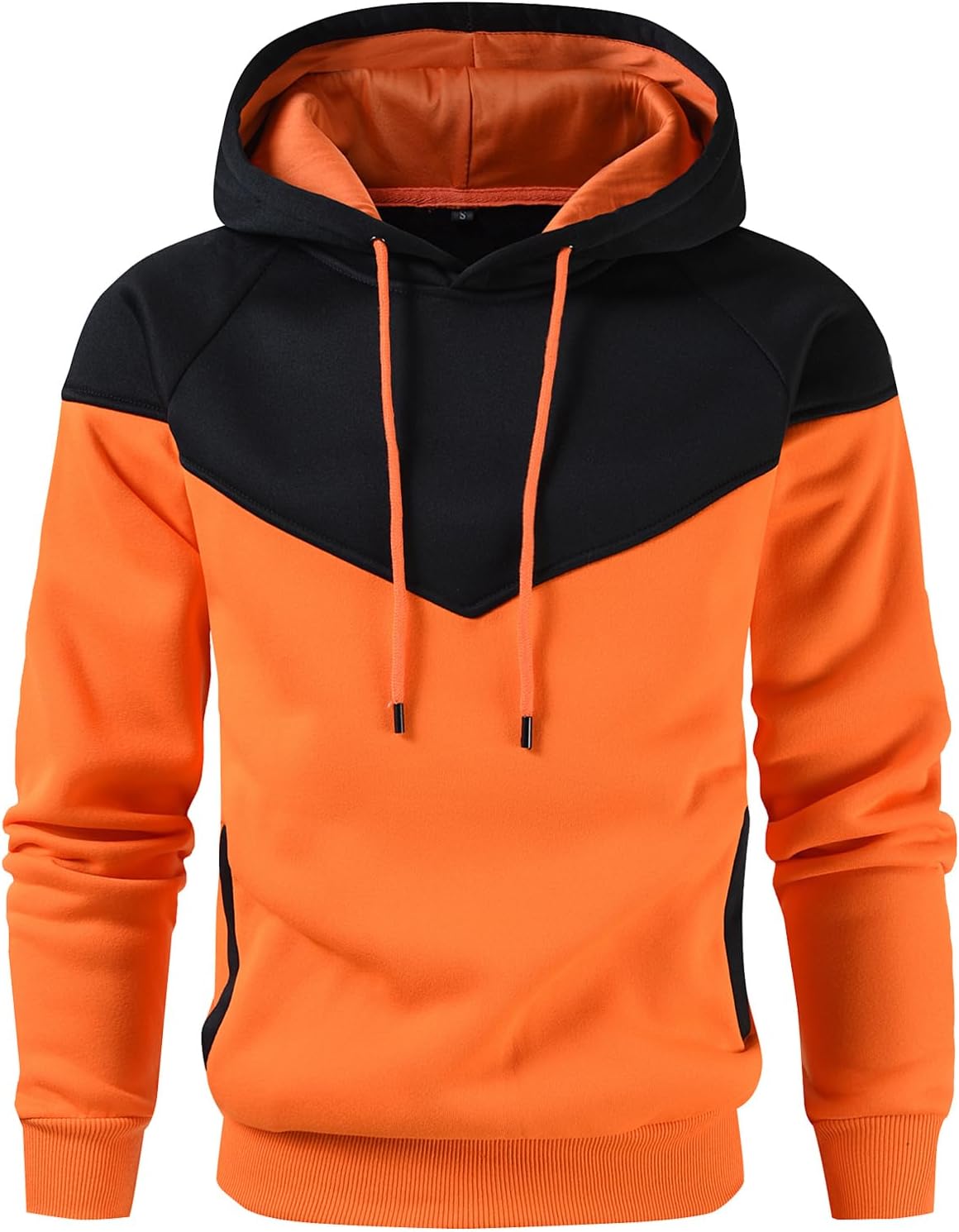 Men’s Midweight Fleece Pullover Hoodies Casual Color Block Hooded Sweatshirt with Pockets