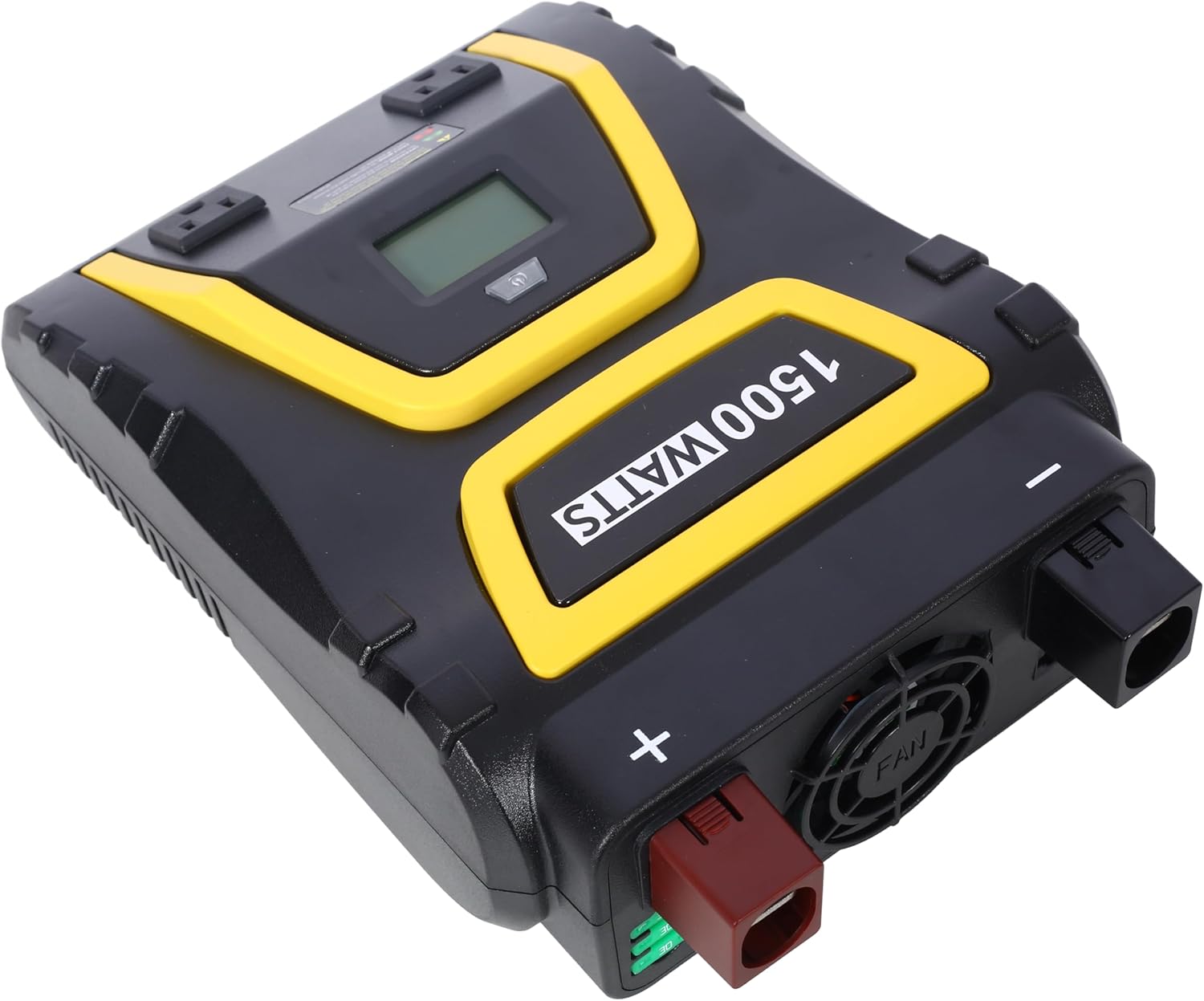 1500 Watts Power Inverter Modified Sine Wave - 12V DC to 115V AC Converter with 2 USB Ports, Type C, 3 AC Outlets, LCD Display, for Car, Truck, RV, Camping, Job Sites, Emergencies, Black