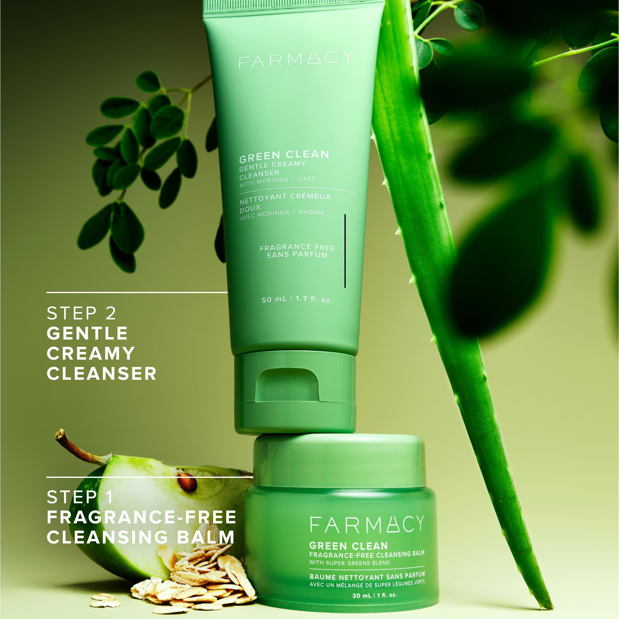 Farmacy Gentle Double Cleanse - Set de regalo de cuidado facial - Limpiador facial cremoso suave sin perfume + bálsamo desmaquillante - Elimina el maquillaje y ayuda a mantener una piel sana