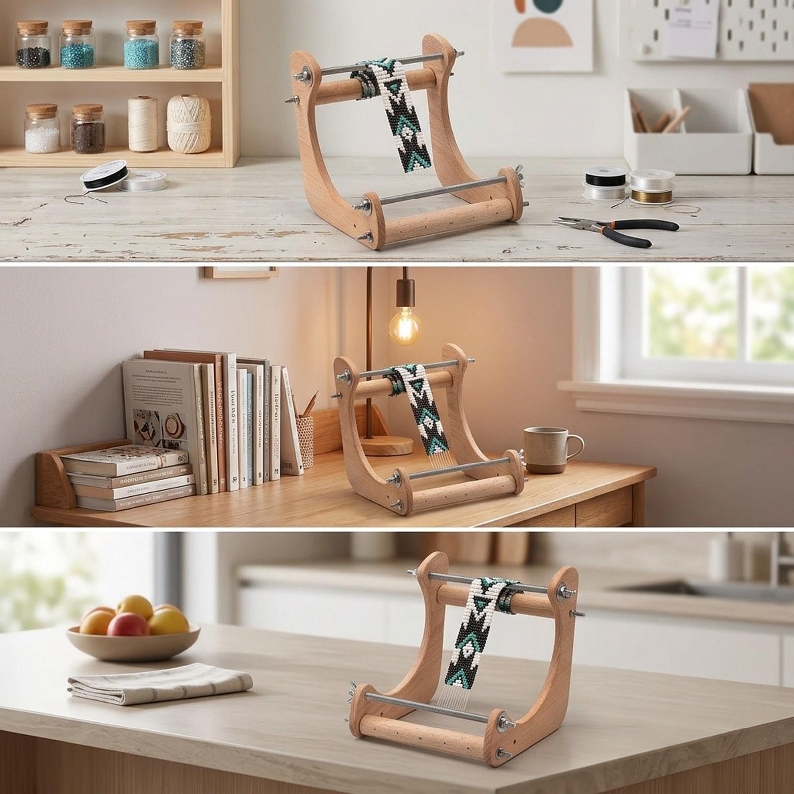 Telaio per Perline Regolabile su Supporto, Ideale per Hobby Creativi degli Adulti.