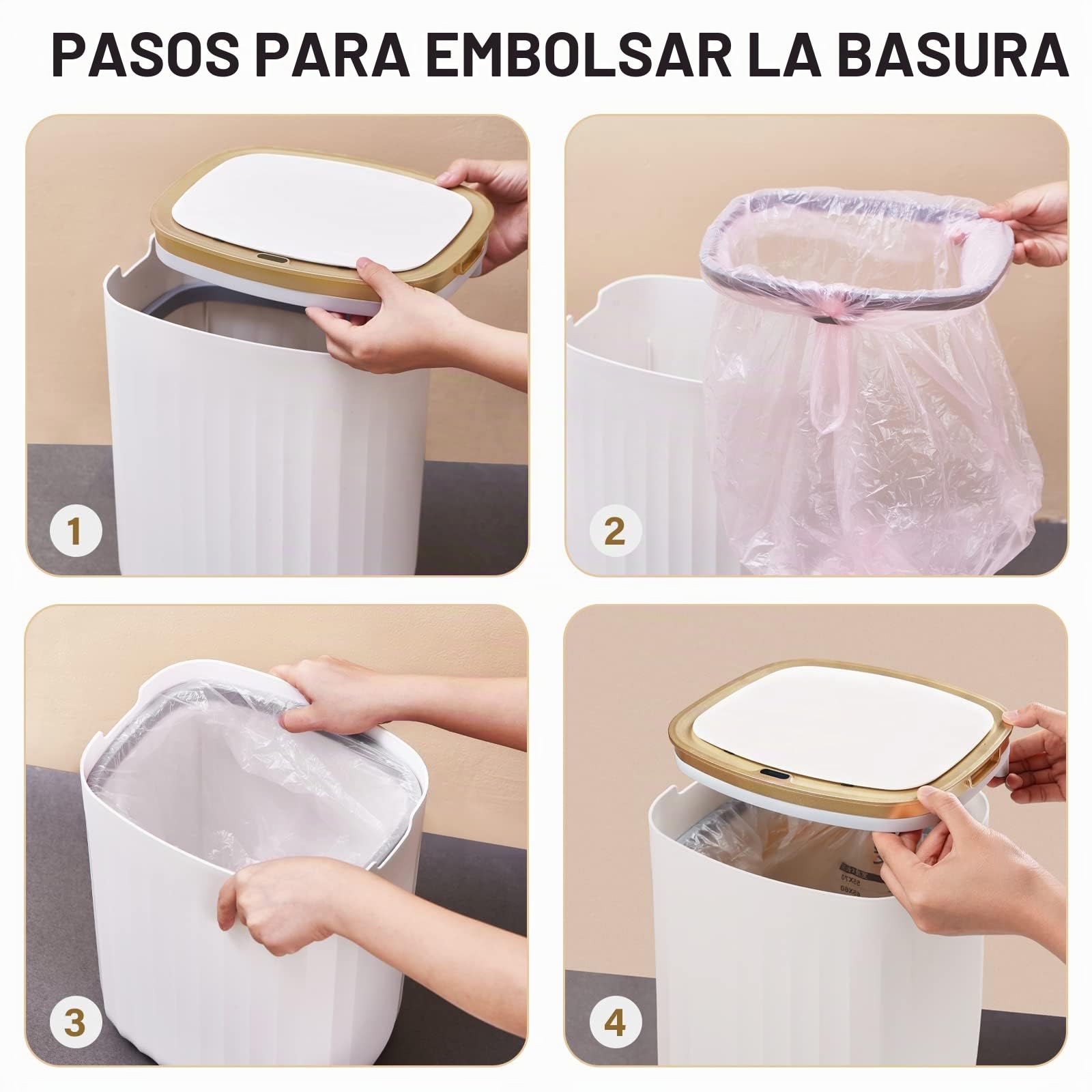 ELPHECO Cubo de basura impermeable de 13,24 litros con sensor de movimiento para dormitorio, con tapa, 3,5 galones de líquido, cubo de basura automático sin contacto para baño, sala de estar, oficina,